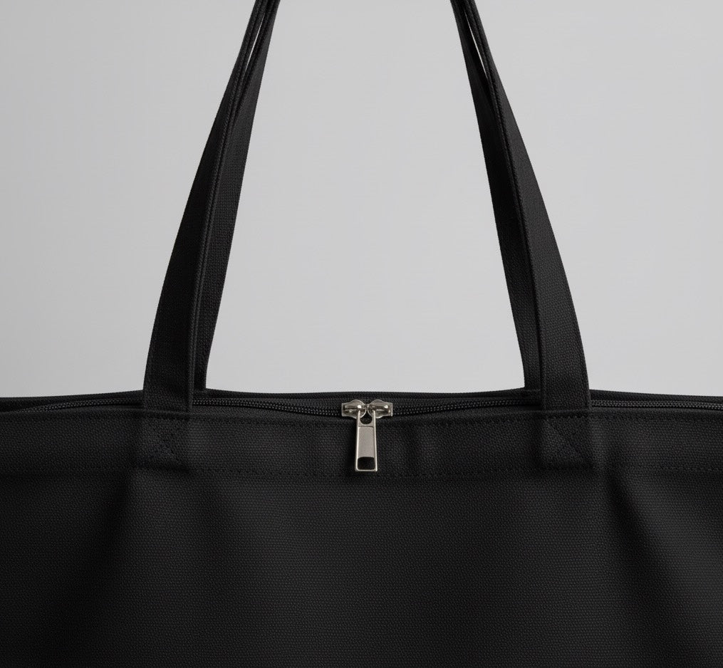 Hand-Embroidered Black Tote Bag