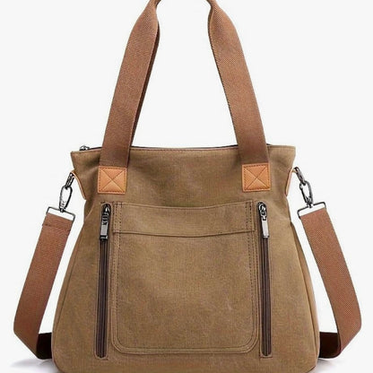 Denim Tote Bag With Multiple Compartments