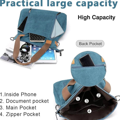 Denim Tote Bag With Multiple Compartments