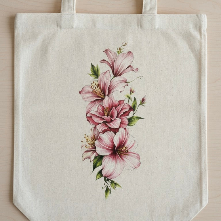 Carry Nature’s Beauty – Handcrafted Tote with Graceful Blossom Design