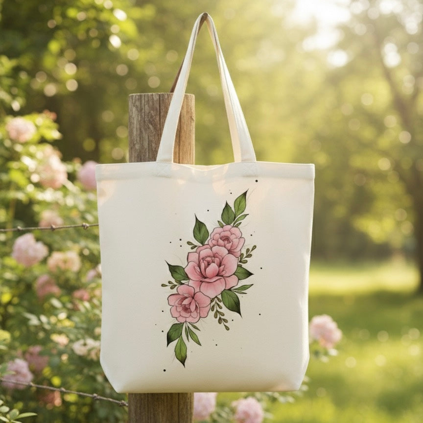 Blush Bloom Elegance Tote – Handcrafted Floral Art Bag for Everyday Charm & Style🌸