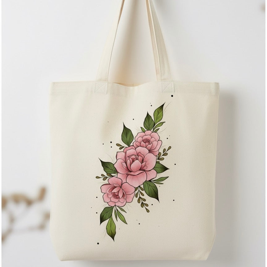 Blush Bloom Elegance Tote – Handcrafted Floral Art Bag for Everyday Charm & Style🌸