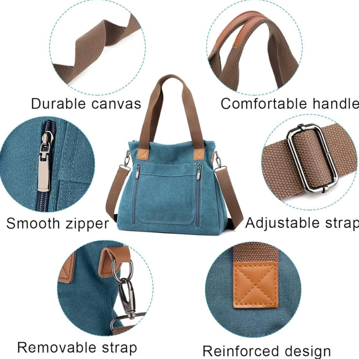 Denim Tote Bag With Multiple Compartments