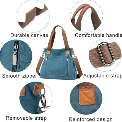 Denim Tote Bag With Multiple Compartments