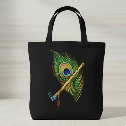 Krishna’s Grace – Peacock Feather & Flute Tote