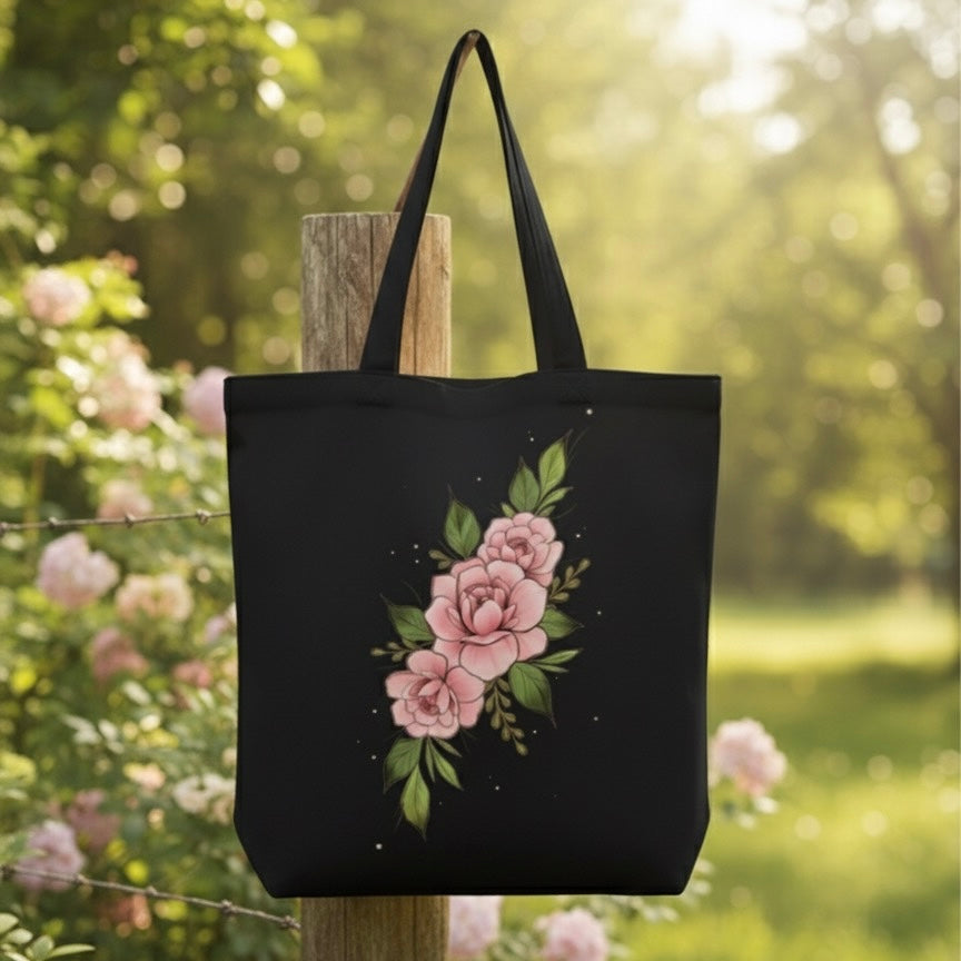 Blush Bloom Elegance Tote – Handcrafted Floral Art Bag for Everyday Charm & Style🌸