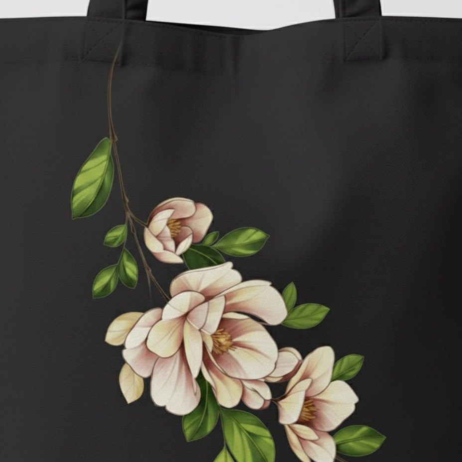 Designer Magnolia Bloom Print Tote Bag | Stylish Eco-Friendly Shoulder Bag | Perfect Gift