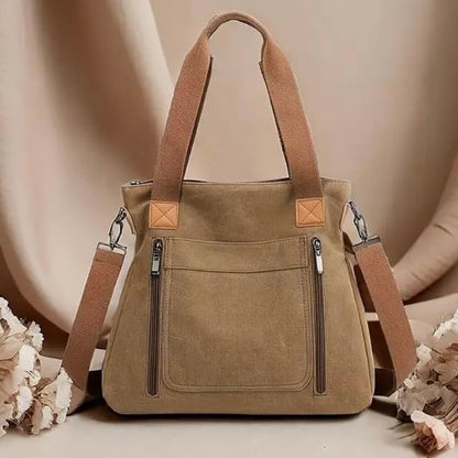 Denim Tote Bag With Multiple Compartments