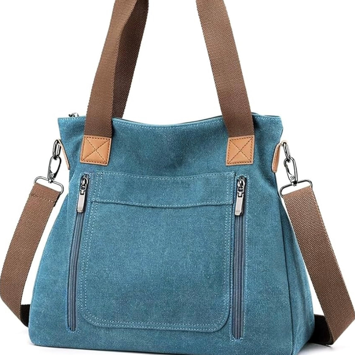 Denim Tote Bag With Multiple Compartments