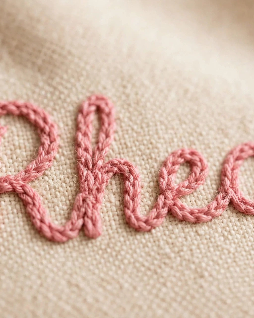Custom Name Embroidered Corduroy Tote Bag – embroidery close-up