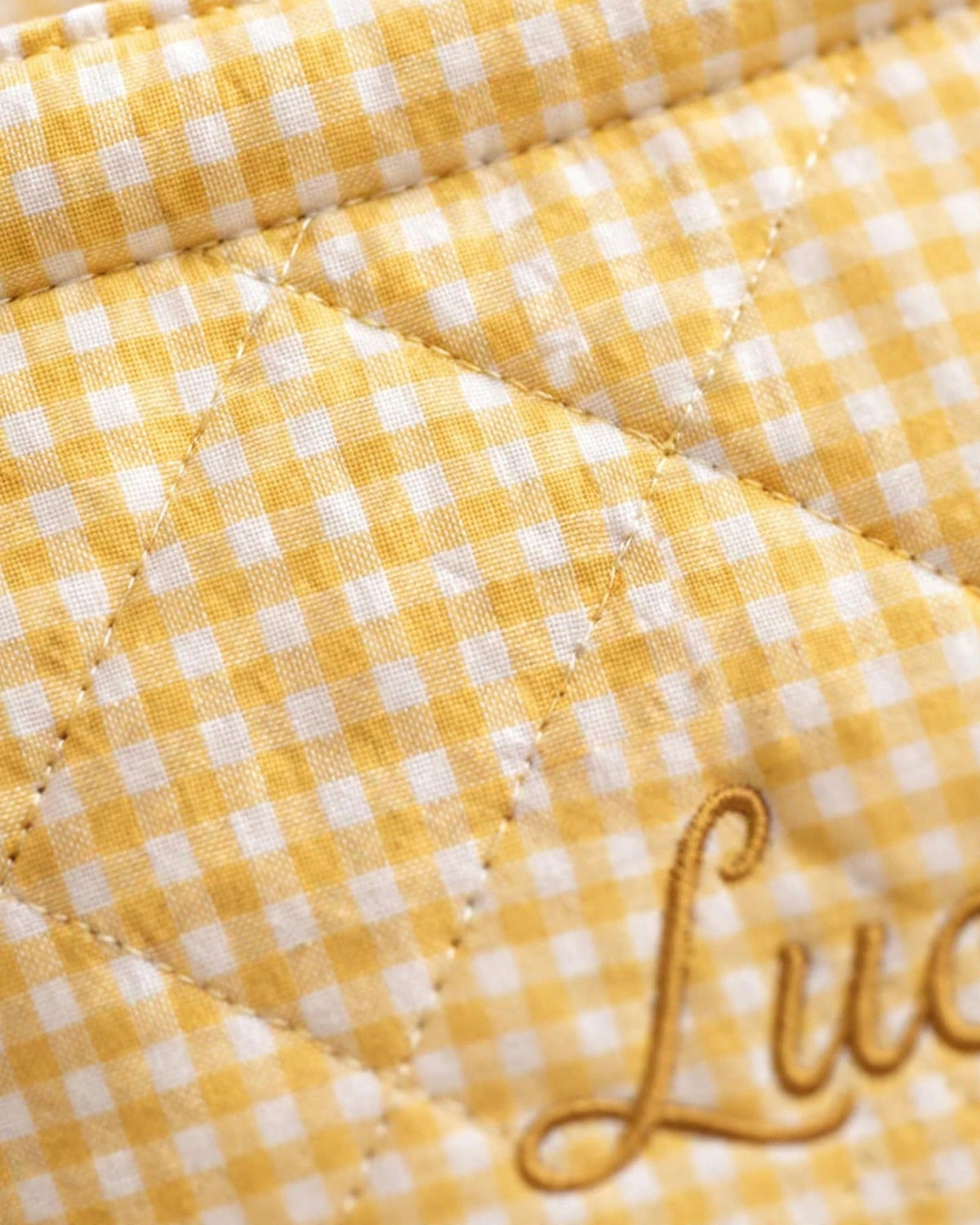 Custom Gingham Tote Bag – Yellow – fabric texture close-up