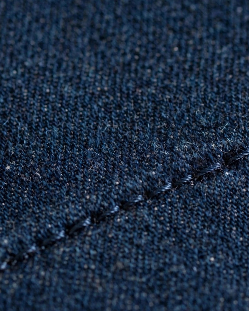 Dark denim tote fabric texture close-up